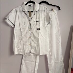 White Bridal MRS Pajama Set Wedding Morning PJs Size Small New With Tags